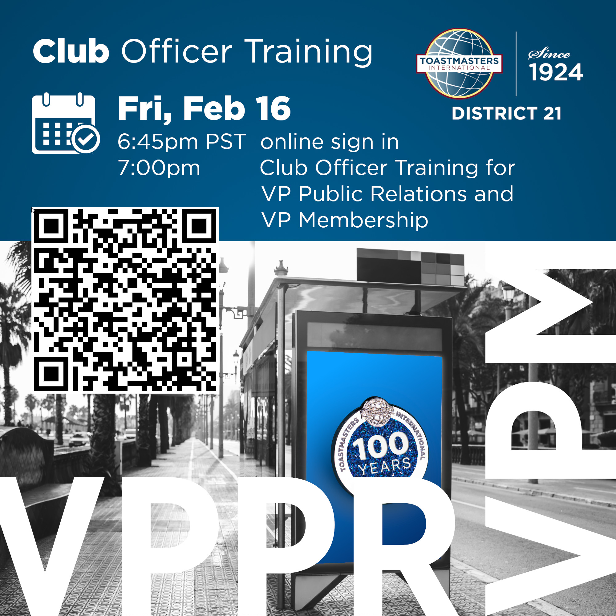 VPPR and VPM Club Officer Training on Feb 16, 2024 at 7pm